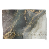 Black Gold Abstracte marmer Kussensloop (Voorkant)