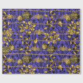 Black Gold Acanthus Leaf Chains Floral Gold Paars Cadeaupapier (Vlak)