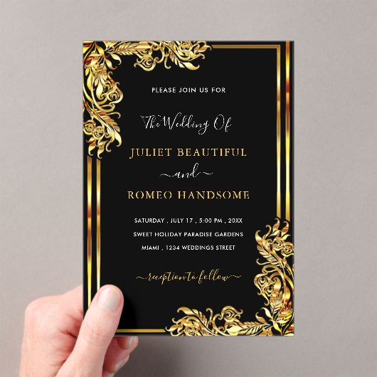 Black Gold Acrylic Wedding Invitation Example Acryl Uitnodigingen (Insitu (Draagbaar))