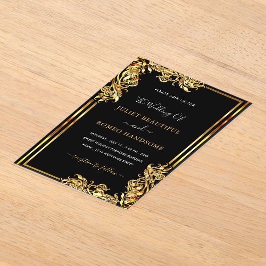 Black Gold Acrylic Wedding Invitation Example Acryl Uitnodigingen (Laagn)