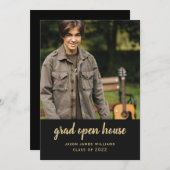 Black Gold Afstudeerder Open House Afstuderen Invi Kaart (Voorkant / Achterkant)