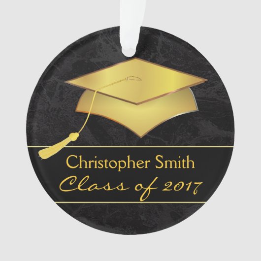 Black Gold Afstudeerder Pet - Afstuderen foto-cade Ornament (voorkant)
