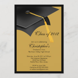 Black Gold Afstudeerder Pet Graduation Party Invit Kaart
