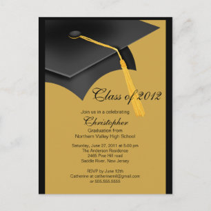 Black Gold Afstudeerder Pet Graduation Party Invit Uitnodiging Briefkaart