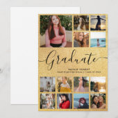 Black & Gold Afstuderen 13 Photo Collage Afstudere Aankondiging (Voorkant / Achterkant)