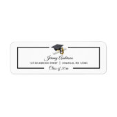 Black Gold Afstuderen Class Pet en Tassel Adres Etiket (Voorkant)