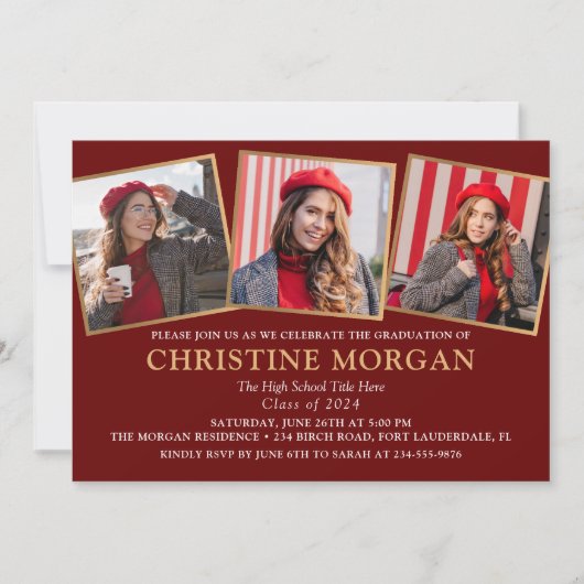 Black Gold Afstuderen Foto Afstuderen aankondiging (Voorkant)