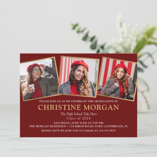 Black Gold Afstuderen Foto Afstuderen aankondiging (Staand voorkant)