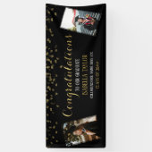 Black & Gold Afstuderen Foto gefeliciteerd Spandoek (Verticaal)