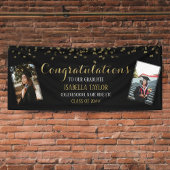 Black & Gold Afstuderen Foto gefeliciteerd Spandoek