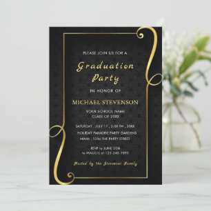 Black Gold Afstuderen Invitation Sjabloon