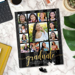 Black Gold Afstuderen K-12 Photo Collage Script Legpuzzel<br><div class="desc">Wees trots, blij en toon deze mijlpaal van je favoriete afstudeerder. Creëer deze kleine, verbluffende, eenvoudige, moderne, gepersonaliseerde middelbare school afstuderen K - 12 foto-collage puzzel voor een keepasje dat je altijd zult koesteren. Een leuke, elegante visuele weergave van gouden glitterscripttypografie, samen met haar naam, klassenjaar, school en 13 foto's...</div>