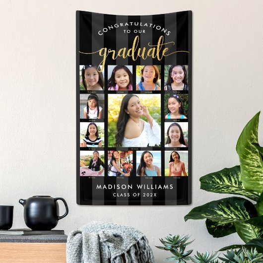 Black Gold Afstuderen K-12 Photo Collage Script Spandoek