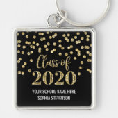 Black Gold Afstuderen Klasse van 2020 Confetti Sleutelhanger (Voorkant)