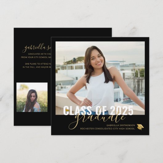 Black Gold Afstuderen Open House Square Announcem Aankondiging (Voorkant / Achterkant)