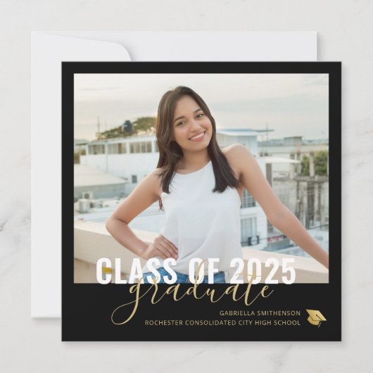 Black Gold Afstuderen Open House Square Announcem Aankondiging (Voorkant)