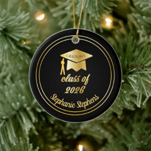 Black Gold Afstuderen Pet Afstuderen 2024 Foto Keramisch Ornament