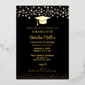 Black Gold Afstuderen Pet Afstuderen Folie Invitat Folie Uitnodiging (Voorkant)