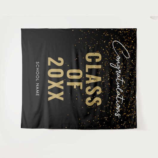 Black Gold Afstuderen Photo Booth Backdrop Wandkleed (Voorkant (horizontaal))