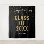 Black Gold Afstuderen Photo Booth Backdrop Wandkleed (Voorkant)