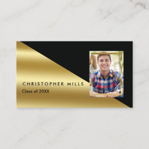Black Gold Afstuderen Photo Insert Name Cards Contactkaartje
