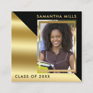 Black Gold Afstuderen Photo Insert Name Cards Contactkaartje
