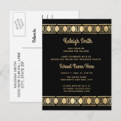 Black Gold Afstuderen Trunk Party Uitnodiging Briefkaart (Voorkant / Achterkant)