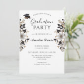 Black & Gold Afstuderen Uitnodiging (Staand voorkant)