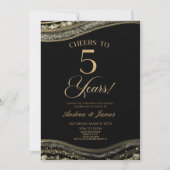 Black Gold Agaat 5e bruiloft Jubileum Party Kaart (Voorkant)