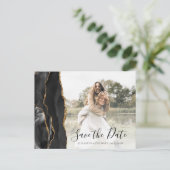 Black Gold Agaat Custom Photo Save the Date Briefkaart (Staand voorkant)