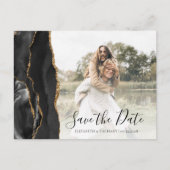 Black Gold Agaat Custom Photo Save the Date Briefkaart (Voorkant)