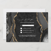 Black & Gold Agaat RSVP uitnodiging (Voorkant)