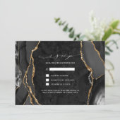 Black & Gold Agaat RSVP uitnodiging (Staand voorkant)
