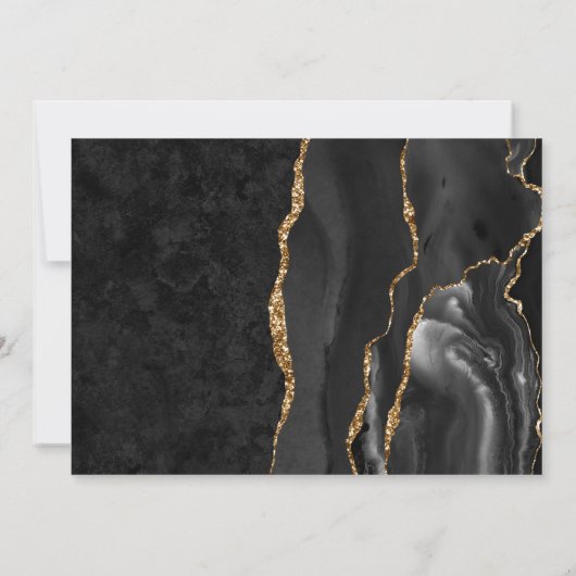 Black & Gold Agaat RSVP uitnodiging (Achterkant)