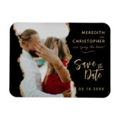 Black Gold Agaat Trouwfoto Sla de datum op Magneet (Horizontaal)