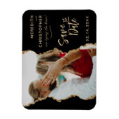 Black Gold Agaat Trouwfoto Sla de datum op Magneet (Verticaal)