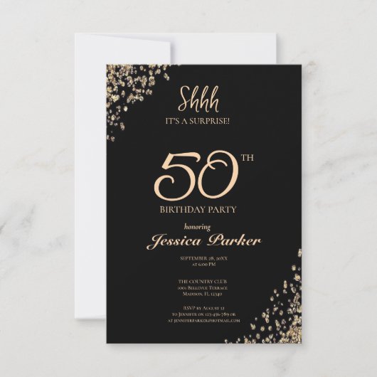 Black Gold Agaat Verrassing 50e Verjaardag Kaart (Voorkant)