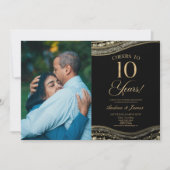 Black Gold Agate 10th Wedding Anniversary Party Kaart (Voorkant)