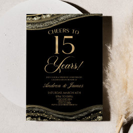 Black Gold Agate 15e bruiloft Jubileum Party Kaart