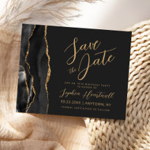 Black Gold Agate 18e Verjaardag Save the Date