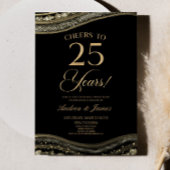 Black Gold Agate 25e bruiloft Jubileum Party Kaart