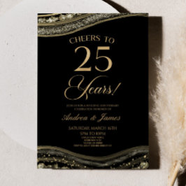 Black Gold Agate 25e bruiloft Jubileum Party Kaart