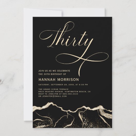 Black Gold Agate 30e 30-jarig verjaardagsfeest Kaart (Voorkant)