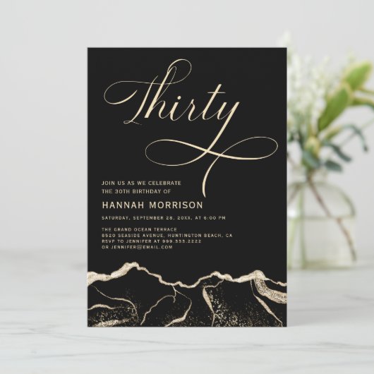 Black Gold Agate 30e 30-jarig verjaardagsfeest Kaart (Staand voorkant)