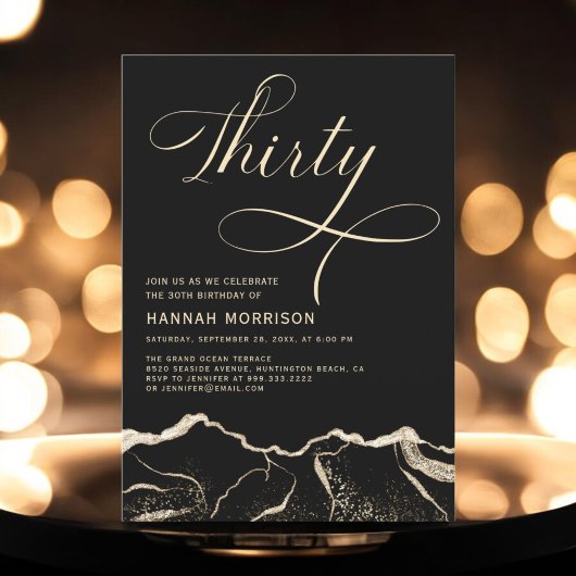 Black Gold Agate 30e 30-jarig verjaardagsfeest Kaart