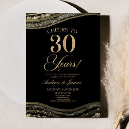 Black Gold Agate 30ste bruiloft Jubileum Party Kaart