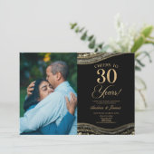 Black Gold Agate 30ste bruiloft Jubileum Party Kaart (Staand voorkant)