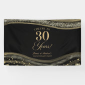 Black Gold Agate 30th Wedding Anniversary Party Spandoek (Horizontaal)