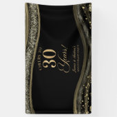 Black Gold Agate 30th Wedding Anniversary Party Spandoek (Verticaal)