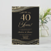 Black Gold Agate 40ste bruiloft Jubileum Party Kaart (Staand voorkant)
